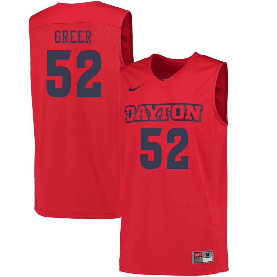 Men #52 Camron Greer Dayton Flyers College Basketball Jerseys Sale-Red